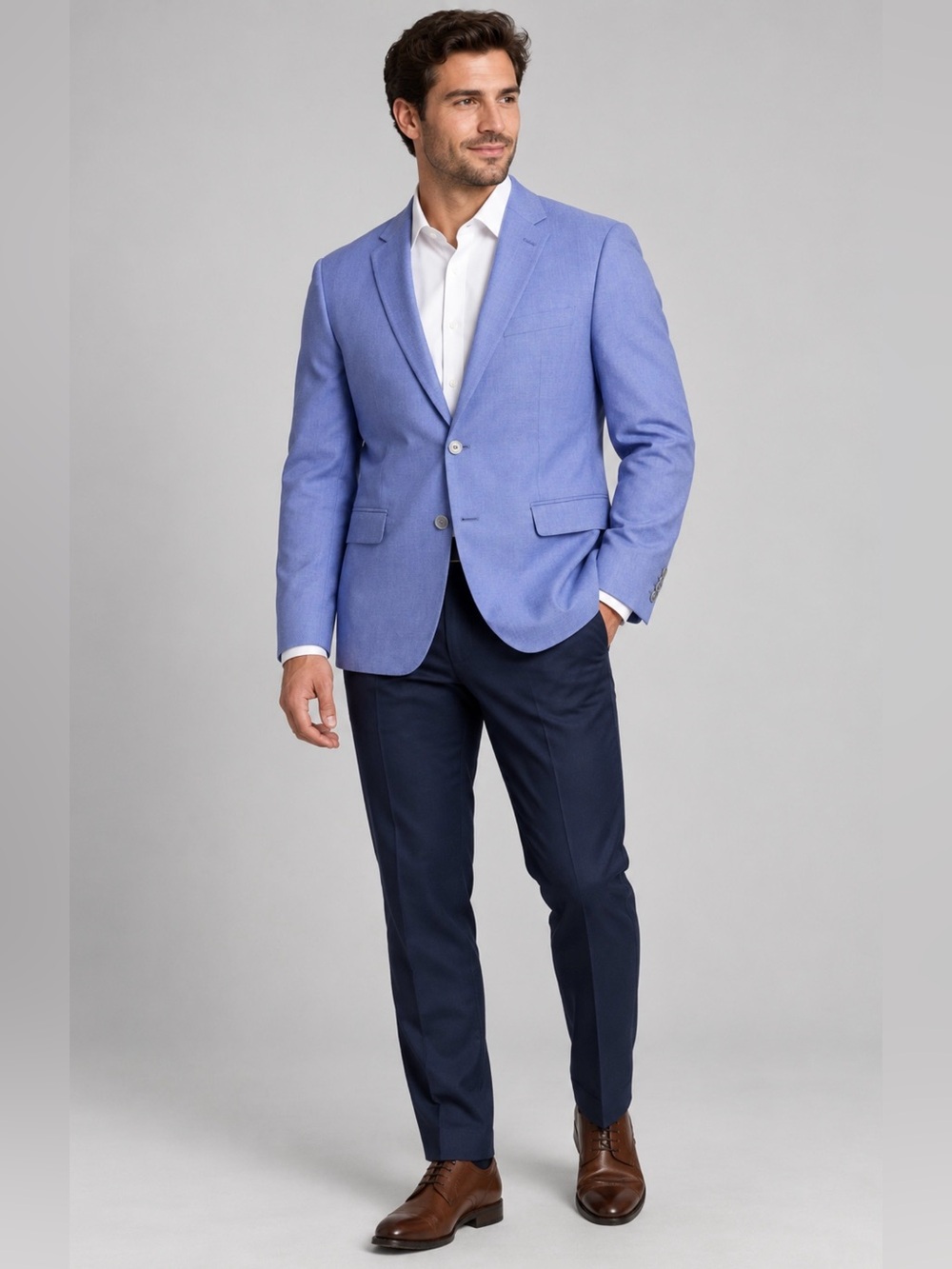 Tommy Hilfiger Men’s 42R Light Blue Cotton Stretch Two Button Blazer